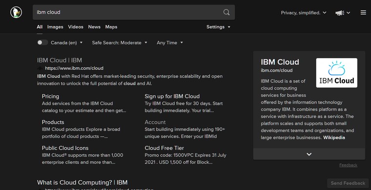 search for IBM Cloud